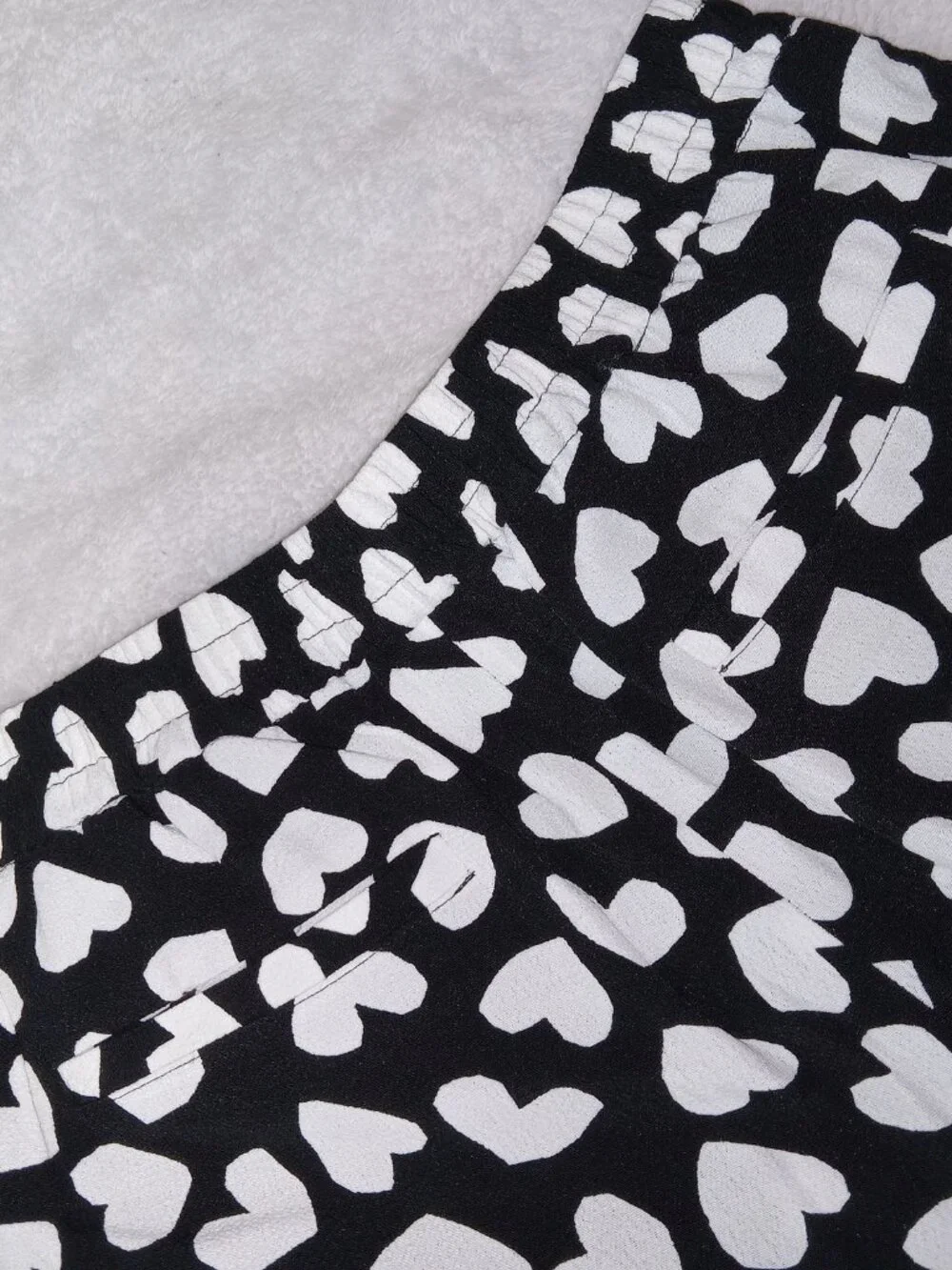 Kate Spade Dancing Hearts Pants XS Black White Heart Print Elastic Waist Bow Vis